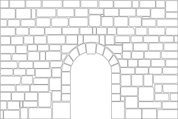 Seamless Transparent Stone Wall with an Arch Gate