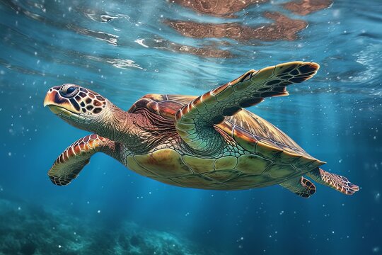 sea turtle swimming in water. Generative AI