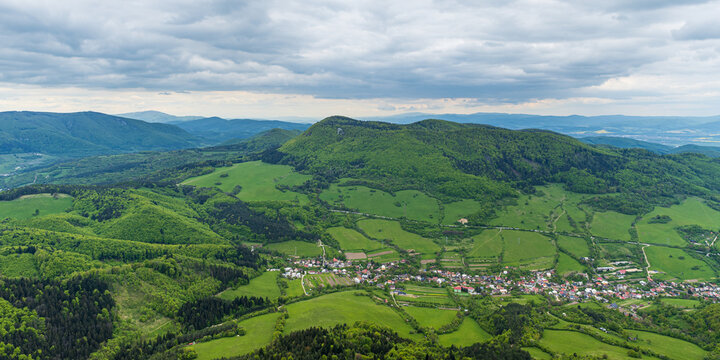 View from Vapec hill in Strazovske vrchy mountains in Slovakia