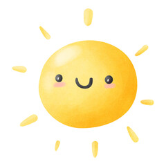 Summer sun smile watercolor illustration