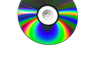 Spectrum of colors on a CD on a white background.