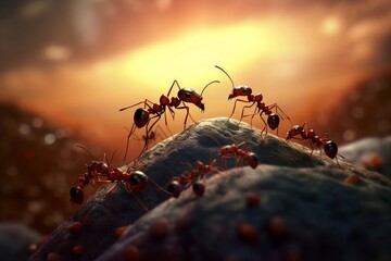 Ant leader showcasing the power of teamwork, Ai generative