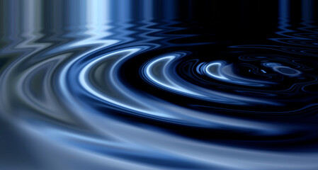 Animated, 3D and VFX silver shiny waves making ripples in liquid blue color substance. Texture,...