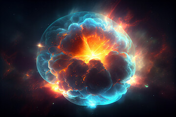 Supernova explosion in space, cloud of charged particles, generative ai illustration - obrazy, fototapety, plakaty