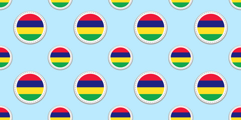 Mauritius round flag seamless pattern. Mauritian background. Vector circle icons. Isolated geometric symbols. repeated texture for web pages, travel, geographic design element. Patriotic wallpaper.