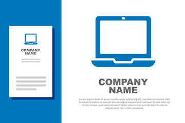 Blue Laptop icon isolated on white background. Computer notebook with empty screen sign. Logo design template element. Vector