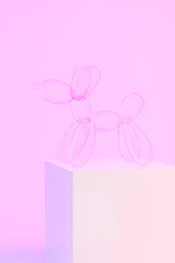 Creativity concept soap bubble balloon dog on pink background.