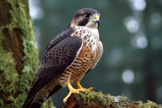 falcon sitting on a tree. Generative AI