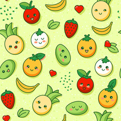 Joyful and bright summer pattern with juicy tropical fruits.