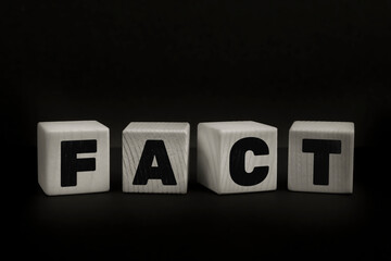 Obraz premium Word FACT written with wooden cubes. Studio shot of some arranged wooden blocks with a testual message about disinformation.