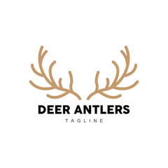 Deer Horn Logo, Animal Vector, Minimalist Simple Design, Illustration Symbol Icon