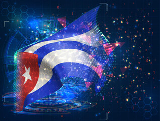 Cuba,  vector flag, virtual abstract 3D object from triangular polygons on a blue background