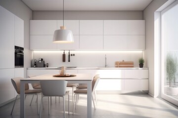 kitchen modern chair dining house furniture interior table home estate design. Generative AI.