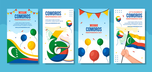 Obraz premium Happy Comoros Independence Day Social Media Stories Illustration Cartoon Hand Drawn Templates Background