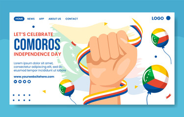 Happy Comoros Independence Day Social Media Landing Page Illustration Flat Cartoon Hand Drawn Template