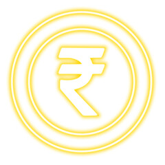 Neon Coin symbols of currencies on a transparent background. Dollar, euro, pound, yuan, ruble.  Design element