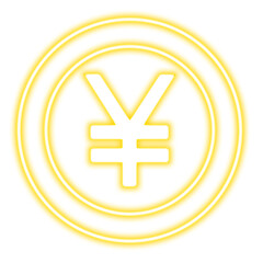 Neon Coin symbols of currencies on a transparent background. Dollar, euro, pound, yuan, ruble.  Design element