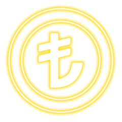 Neon Coin symbols of currencies on a transparent background. Dollar, euro, pound, yuan, ruble.  Design element