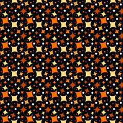 Seamless stars pattern on dark background. Star vector illustration