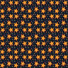 Seamless stars pattern on dark background. Star vector illustration