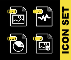 Set line MP3 file document, GIF, PPT and JPG icon. Vector