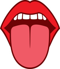 PNG illustration of open mouth with tongue