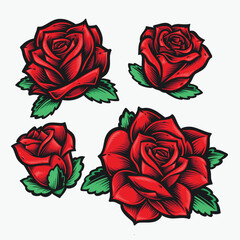 red roses flower bundle logo