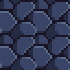 Grey stone seamless background. Seamless texture game ground pattern, Pixel art style tile design. 8-bit sprite. Vector illustration.
