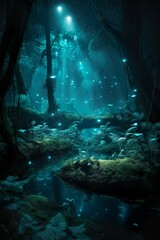  Forest bathed in lighting