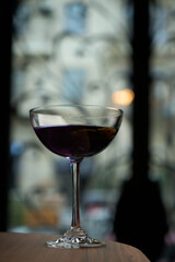 Classic cocktail glass table in night club restaurant