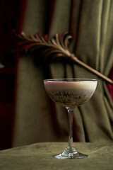 Classic cocktail glass table in night club restaurant