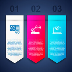 Set Air conditioner service, Router wi-fi and Laptop. Business infographic template. Vector