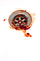 blood soaked sink drain