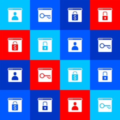 Set Create account screen, Secure your site with HTTPS, SSL, Online shopping on and icon. Vector