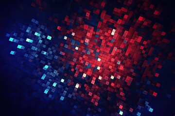 Obraz premium Modern geometric abstract illustration in blue-red colors, pixel art. Generative AI