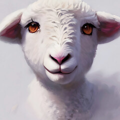 Portrait of lamb sheep illustration drawing close-up