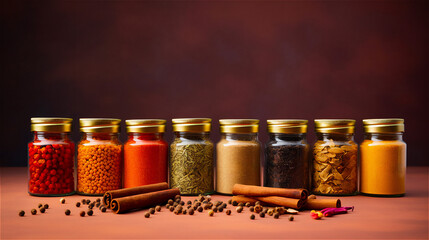 Fototapeta na wymiar Indian Spices with Blank Space