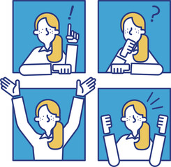 カジュアル女性のシンプルなアイコンセット（B）