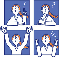 カジュアル女性のシンプルなアイコンセット（G）