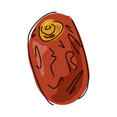 hand drawn illustration of date palm fruit.  concept of food, fruit, health.  vector illustration.