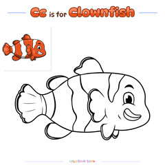 Coloring Page Clown fish cartoon