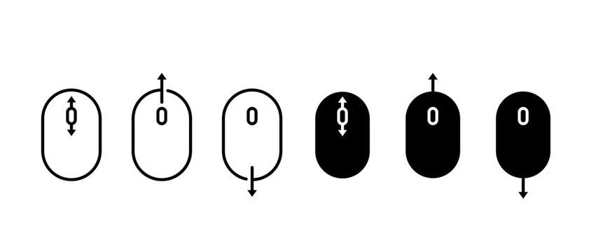 Scrolling mouse vector icons set. Scroll down and up line symbol