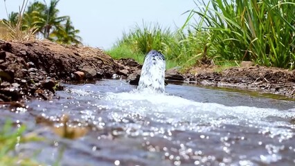 pump pipe water flow equipment agriculture, pump pipe water flow equipment agriculture,Water from a well filled a pond for irrigation,Irrigation water from the source