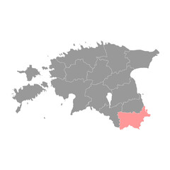 Voru county map, the state administrative subdivision of Estonia. Vector illustration.