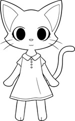 Cat vector illustration. Black and white Cat coloring book or page for children