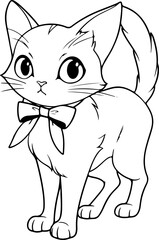Cat vector illustration. Black and white Cat coloring book or page for children