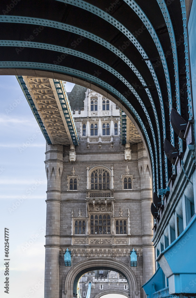 Wall mural details of inner side of tower bridge in london.