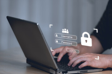 Cybersecurity concept,2FA authentication for log in,Protech your account,Use key 2 step for sign in,User authentication system with username and password