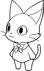 Cat vector illustration. Black and white Cat coloring book or page for children