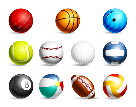 Realistic Sport Ball Icon Set